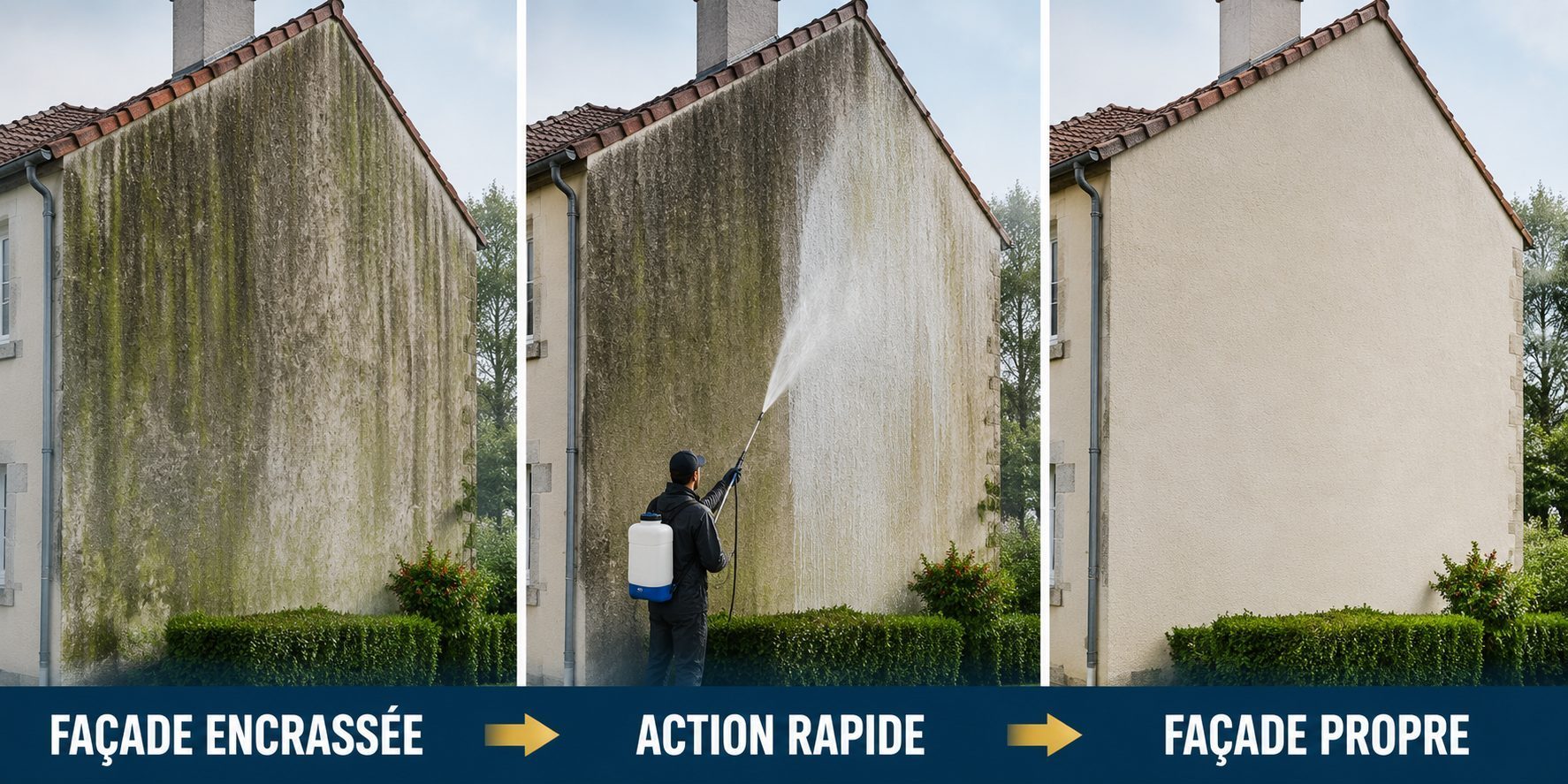 Avant après nettoyant chloré façade SODI FLASH